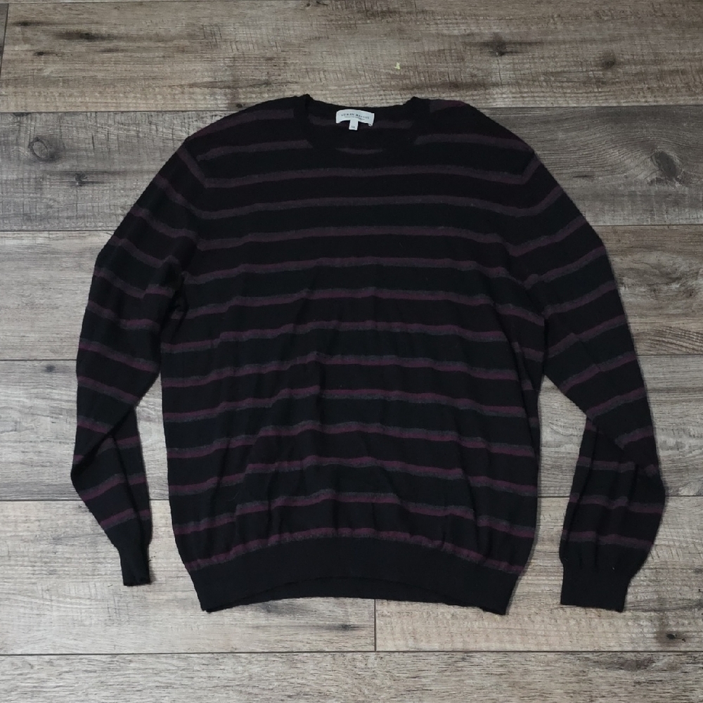 Neiman Marcus Superfine 100% Cashmere Pullover Striped Sweater